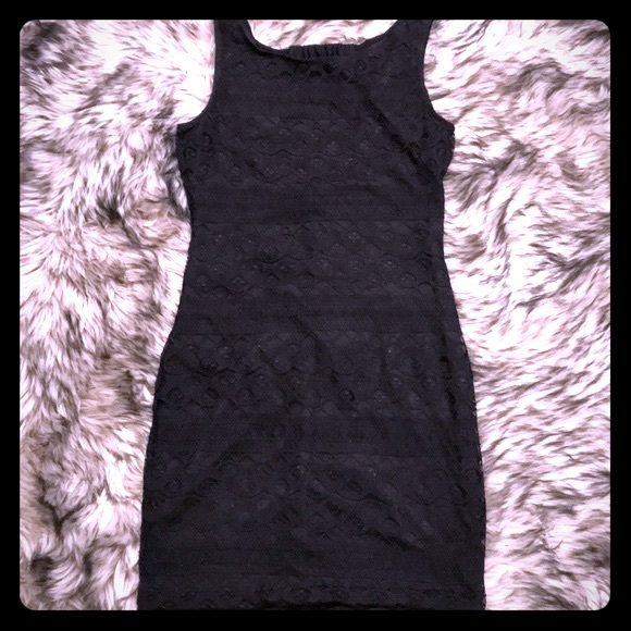 NWT Black Lace Cocktail Mini Dress Bodycon Size X-Small - Picture 2 of 3